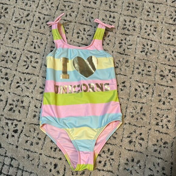 Sweet Pineapple unicorn toddler bathing suit sz 3/4 - Picture 1 of 2